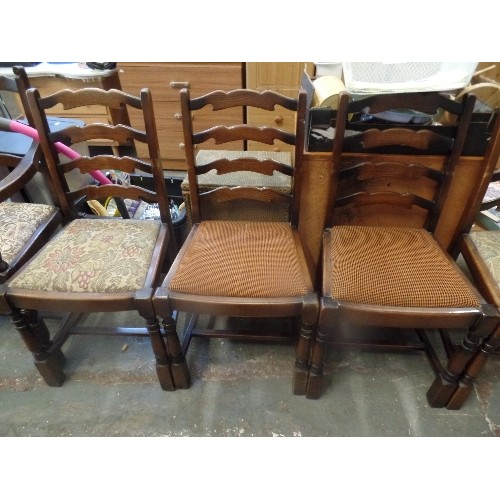 277 - 6 X VINTAGE LADDERBACK CHAIRS INCLUDING A CARVER