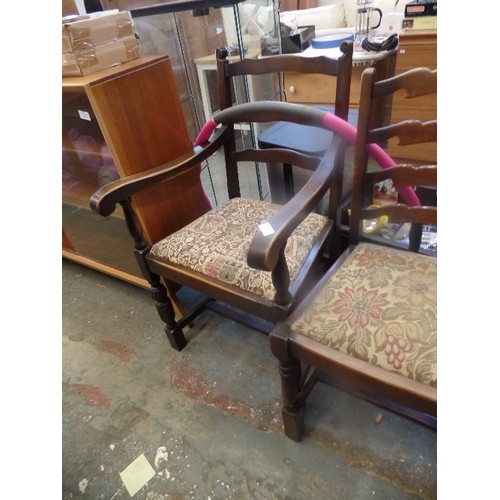 277 - 6 X VINTAGE LADDERBACK CHAIRS INCLUDING A CARVER