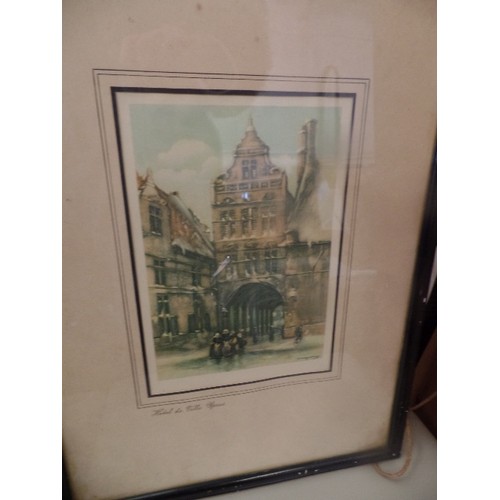 326 - 2 FRAMED PRINTS BY SHERWOOD EDWARDS - HOTEL DE VILLE YPRES AND ST JACQUES ANTWERP