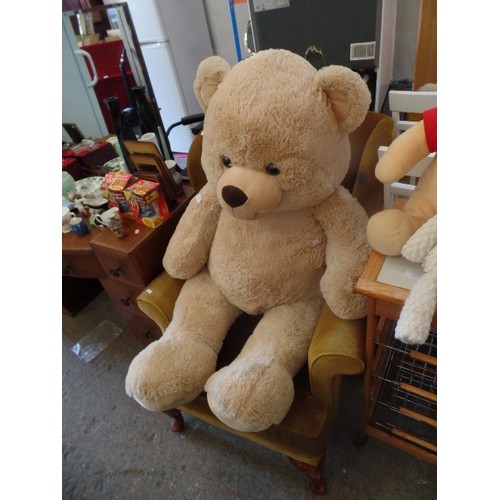 322 - STUNNING LIFE SIZE TEDDY BEAR , A WINNIE THE POOH BEAR AND ONE OTHER