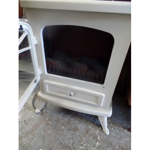 303 - ELECTRIC HEATER, WOOD BURNER STYLE IN CREAM