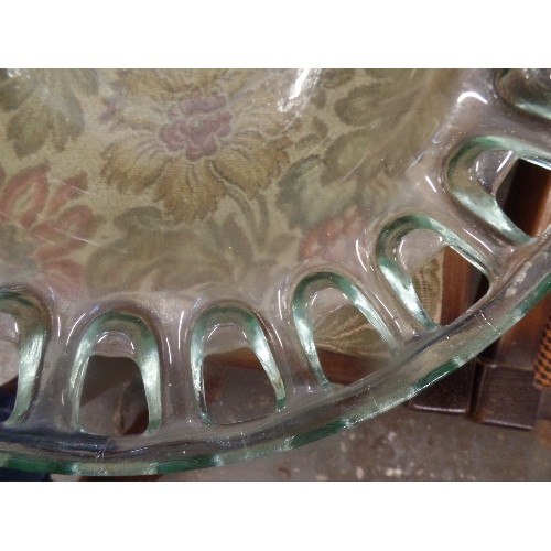 149 - VERY LARGE GREEN GLASS BOWL - 42CM DIA