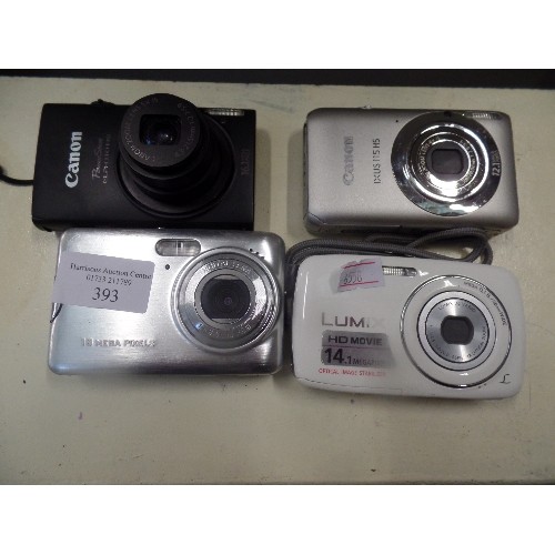 393 - 4 X CAMERAS - LUMIX, 2 X CANON ETC