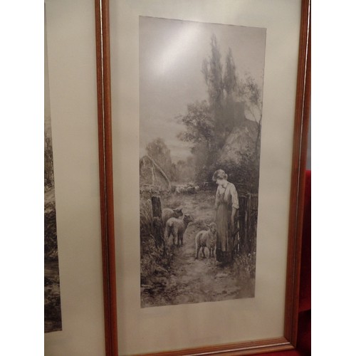 70 - PAIR OF FRAMED ENGRAVINGS OF RIVER SCENE AND COTTAGE SCENE