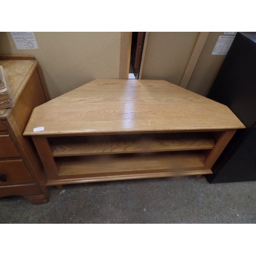 263 - PALE OAK VENEER TV CORNER UNIT WITH SHELVES