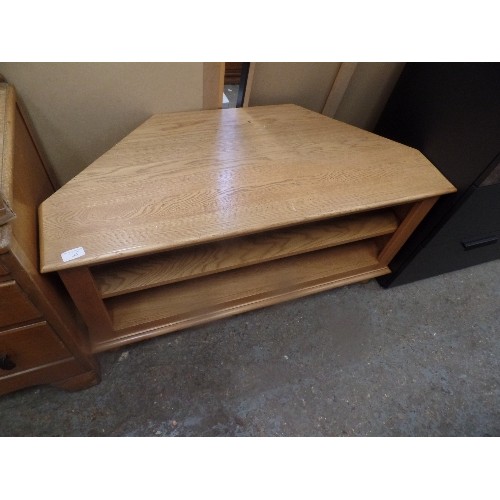 263 - PALE OAK VENEER TV CORNER UNIT WITH SHELVES