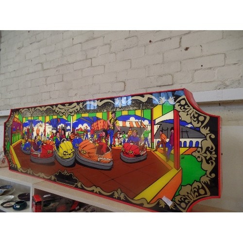 39 - VINTAGE RETRO AMUSEMENT PARK DODGEMS SIGN - VERY COLOURFUL ORIGINAL SIGN FROM AROUND THE 1980'S - WO... 