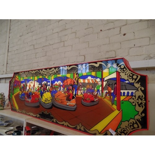 39 - VINTAGE RETRO AMUSEMENT PARK DODGEMS SIGN - VERY COLOURFUL ORIGINAL SIGN FROM AROUND THE 1980'S - WO... 