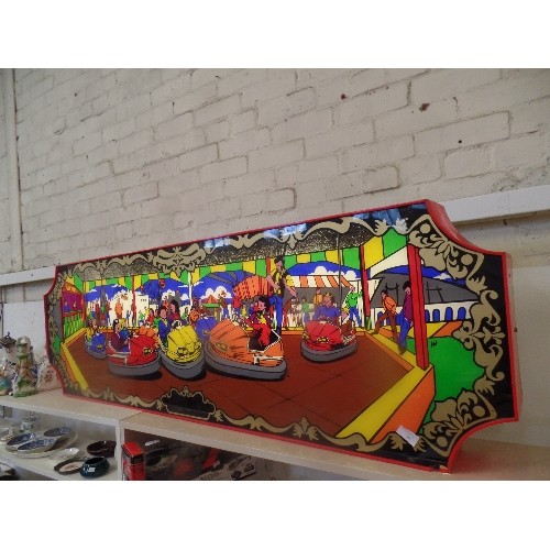 39 - VINTAGE RETRO AMUSEMENT PARK DODGEMS SIGN - VERY COLOURFUL ORIGINAL SIGN FROM AROUND THE 1980'S - WO... 