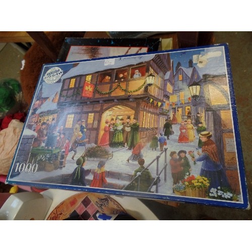 346 - 5 X JIGSAW PUZZLES, , 500 1000 AND 1500 PIECES, MOSTLY BY WADDINGTONS