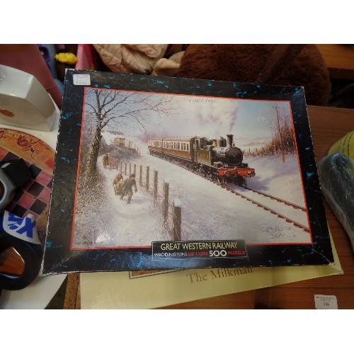 346 - 5 X JIGSAW PUZZLES, , 500 1000 AND 1500 PIECES, MOSTLY BY WADDINGTONS