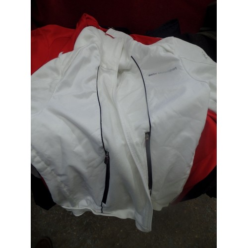 403 - QUANTITY OF GOOD QUALITY CLOTHES - KIMMY TAYLOR JACKET, WAX JACKET, ENGLAND RUGBY TOP ETC