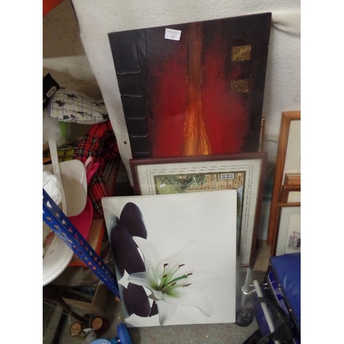 487 - QUANTITY OF FRAMED AND GLAZED PRINTS AND CANVASES