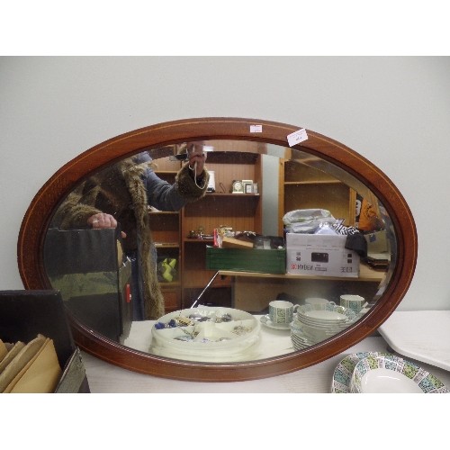 480 - VINTAGE WOOD FRAMED BEVEL EDGE MIRROR