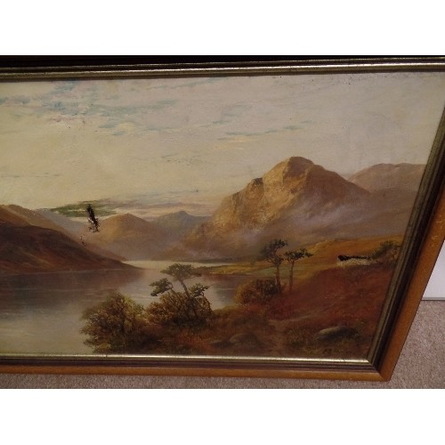 483 - OIL ON BOARD MOUNTAIN SCENE WITH DAMAGE