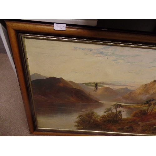 483 - OIL ON BOARD MOUNTAIN SCENE WITH DAMAGE