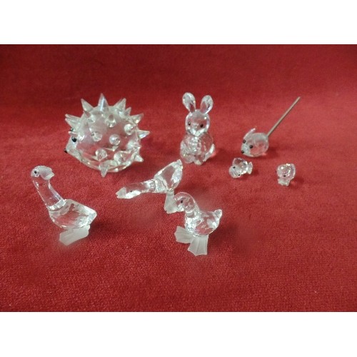 3 - 8 PIECES OF SWAROVSKI GLASS - HEDGEHOG, RABBIT, DUCKS AND MOUSE