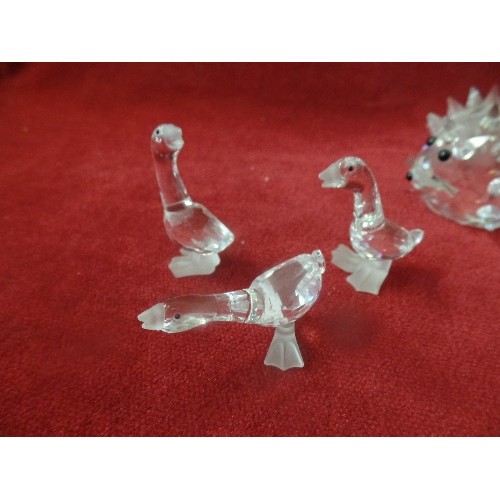 3 - 8 PIECES OF SWAROVSKI GLASS - HEDGEHOG, RABBIT, DUCKS AND MOUSE