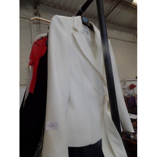 190A - RAIL OF GOOD QUALITY LADIES CLOTHES - AMARNTO CREAM JACKET, DRESSES, TROUSERS ETC