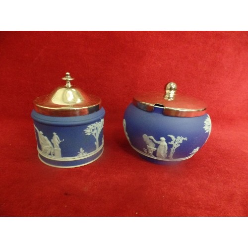 50 - WEDGEWOOD JASPERWARE. 2 LIDDED POTS.