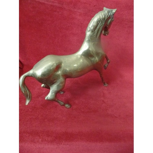 58 - LARGE BRASS HORSE IN DRESSAGE POSE.