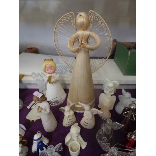 64 - COLLECTION OF ANGEL & CUPID FIGURES, INC CANDLES, CHRISTMAS DECORATIONS ETC,