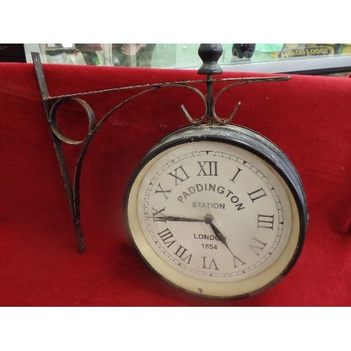 85 - LOVELY REPRO 'PADDINGTON STATION' STATION CLOCK AND WALL BRACKETS.