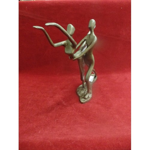 88 - CONTEMPORARY 'BRONZE' FIGURE OF BALLET DANCING COUPLE.