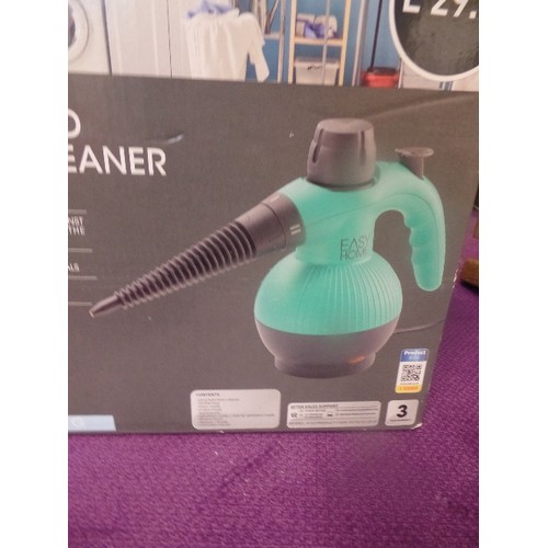 107 - HAND HELD STEAM CLEANER, BOXED. APPEARS UNUSED.