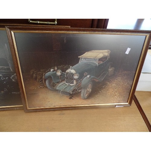 77 - SET OF 4 FRAMED PRINTS BY DAVID PLAYER, OF CLASSIC CAR 'BARN-FINDS'