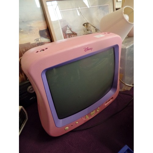 129 - RETRO PINK DISNEY PORTABLE TV