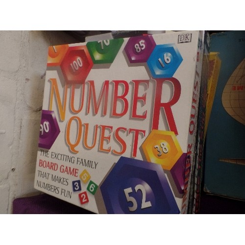 133 - LARGE QUANTITY OF GAMES, INC SPEARS BASKET WEAVING AND ATLAS POLISHED WOOD PICTURES, NUMBER QUEST, W... 