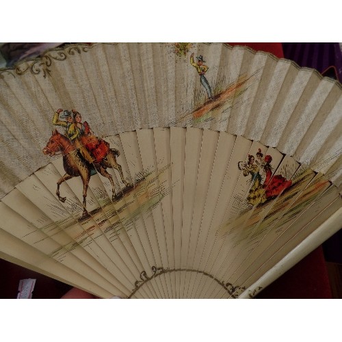 160 - 3 VINTAGE FANS. INC 2 WITH FLAMENCO DECORATION, THE OTHER ORIENTAL.