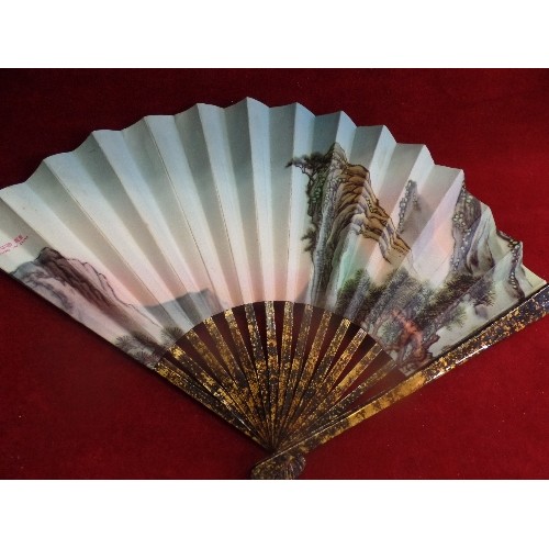 160 - 3 VINTAGE FANS. INC 2 WITH FLAMENCO DECORATION, THE OTHER ORIENTAL.