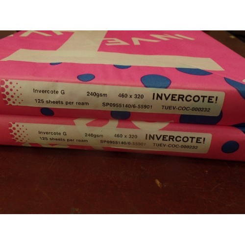 176 - 2 UNOPENED PACKS OF INVERCOTE G. 460 X 320 MM. 125 SHEETS PER REAM. 240GM.