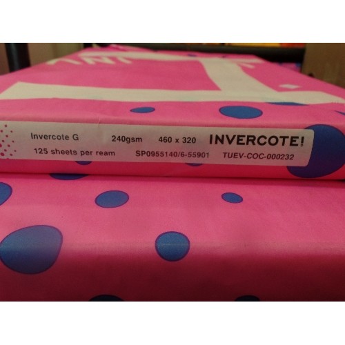 180 - 3 UNOPENED PACKS OF INVERCOTE G. 460 X 320 MM. 125 SHEETS PER REAM. 240GM.