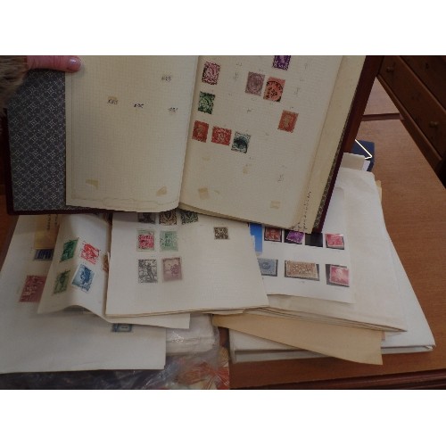 188 - STAMP STOCK BOOKS, AND STAMP ALBUMS. LARGE QUANTITY OF STAMPS CONTAINED IN ALBUMS & FOLDERS.