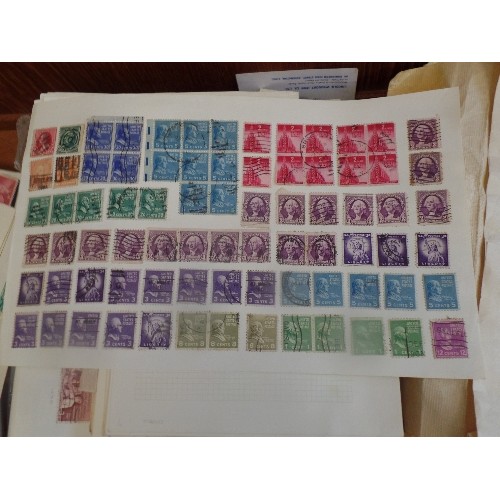 188 - STAMP STOCK BOOKS, AND STAMP ALBUMS. LARGE QUANTITY OF STAMPS CONTAINED IN ALBUMS & FOLDERS.