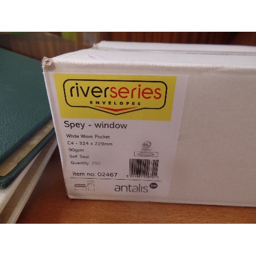 197 - UNOPENED BOX OF 250 RIVERSIDE 'SPEY-WINDOW' SELF-SEAL  ENVELOPES. WHITE WOVE. 324 X 229MM.