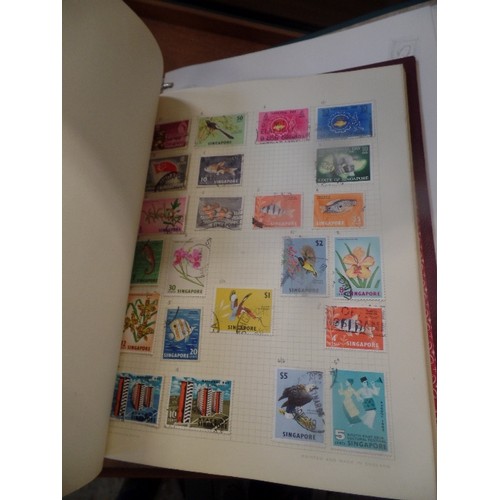 198 - A STAMP STOCK BOOK, AND 2 STAMP ALBUMS, CONTAINING QUANTITY OF STAMPS.