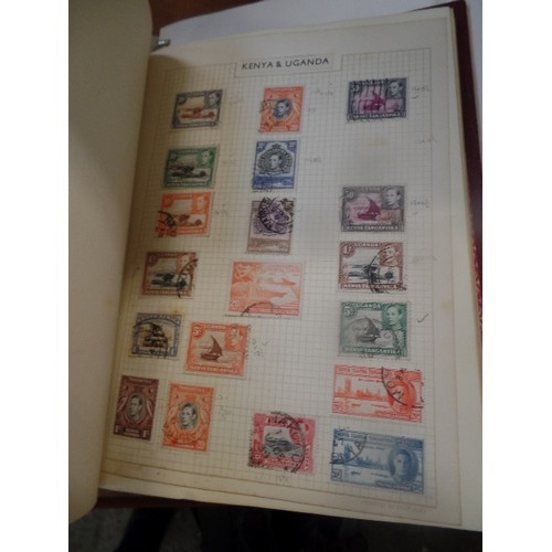 198 - A STAMP STOCK BOOK, AND 2 STAMP ALBUMS, CONTAINING QUANTITY OF STAMPS.