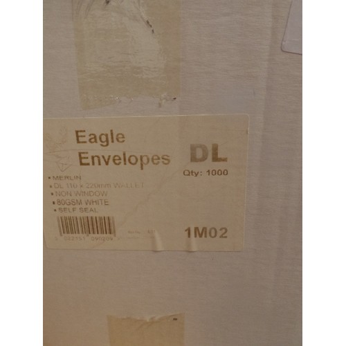 207 - LARGE BOX OF WHITE ENVELOPES [ORIGINALLY 1000-NOW ALMOST FULL] EAGLE-MERLIN. 110 X 220MM. NON-WINDOW... 