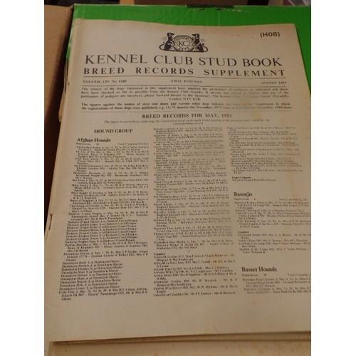 215 - LARGE QUANTITY OF KENNEL CLUB STUD BOOKS. BREED RECORDS SUPPLEMENTS. MAINLY 80'S.