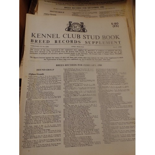 215 - LARGE QUANTITY OF KENNEL CLUB STUD BOOKS. BREED RECORDS SUPPLEMENTS. MAINLY 80'S.