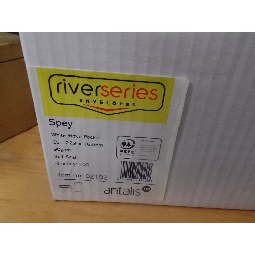 218 - UNOPENED BOX OF 500 X C5 SELS-SEAL ENVELOPES. RIVER-SERIES, SPEY WHITE WOVE POCKET.