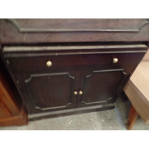 256 - VINTAGE DARK WOOD BUREAU/DESK, WITH BRASS KNOBS.