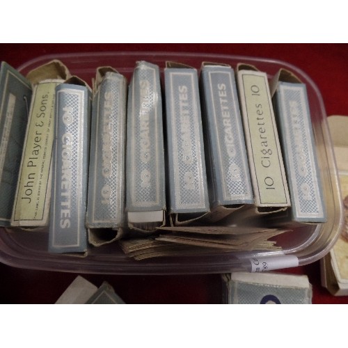 154 - QUANTITY OF VINTAGE CIGARETTE BOXES, JOHN PLAYER ETC, CONTAINING CIGARETTE CARDS.