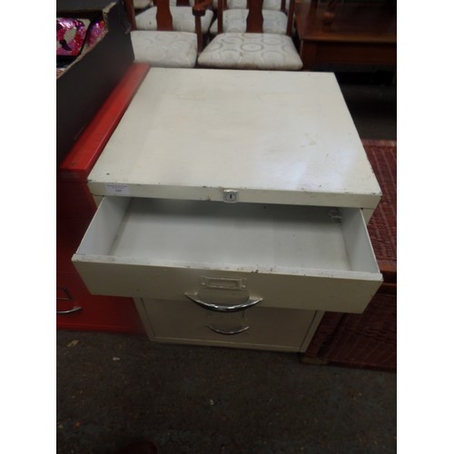 245 - VINTAGE FILING CABINET [POSSIBLY RYMAN CONRAN BUT TAG MISSING] IN CREAM. LARGE BOTTOM DRAWER, 3 SHAL... 