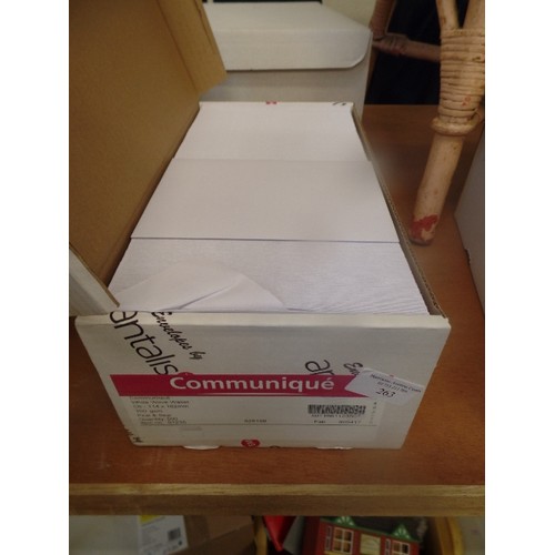 263 - ALMOST FULL [APPROX 500] BOX OF C6 WHITE WOVE PEEL & SEAL ENVELOPES. ANTALIS.