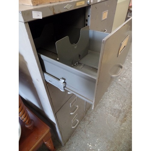 299 - VINTAGE 4 DRAWER FILING CABINET BY 'ART METAL' LONDON SW1. IN BATTLESHIP GREY.